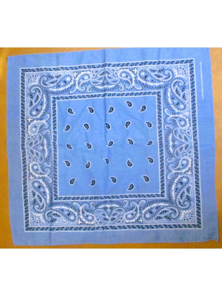 Blue Paisley Print Cotton Bandana Scarf Set Of 3 - Designed In Usa B1899 Bd